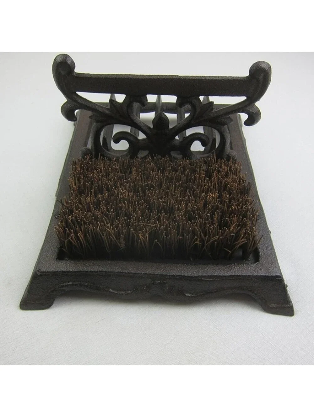 Cast Iron Boot Scraper & Brush Antique Brown Scroll Leaf Design NEW